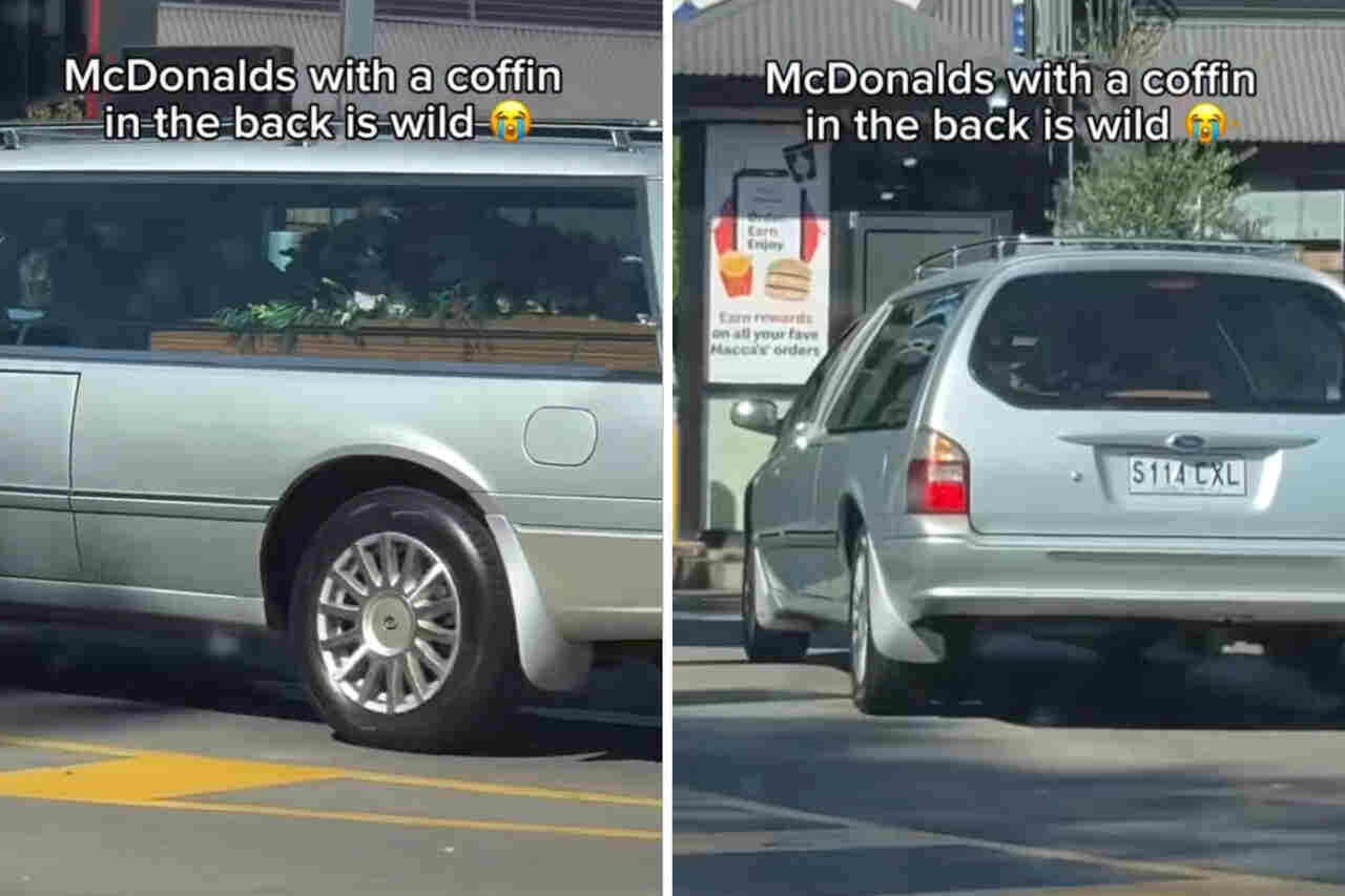 Video: Ligbil spottet i McDonald’s drive-thru med en kiste bag i bilen