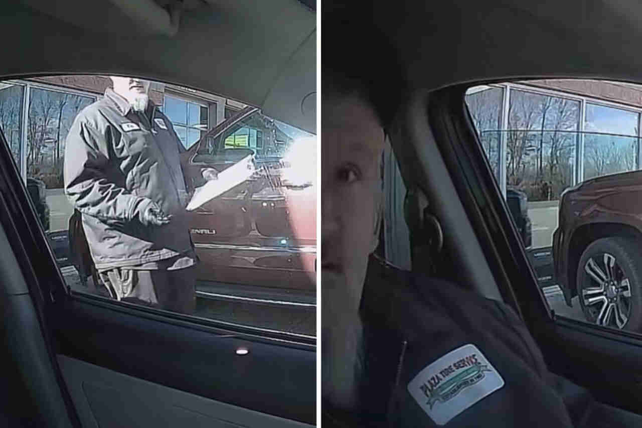 Simples troca de pneus vira dor de cabeça depois do mecânico perceber que estava sendo filmado