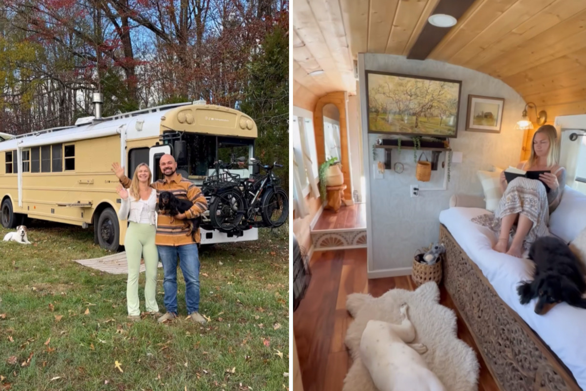 Par køber skolebus for $5.000 for at omdanne den til en fuld motorhome