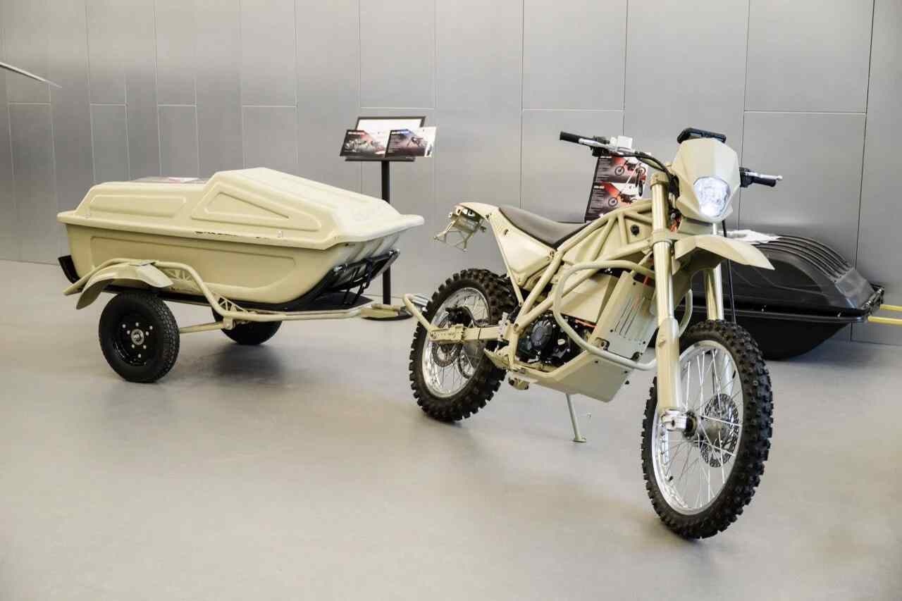 Kalashnikov presents electric military motorcycles during exhibition