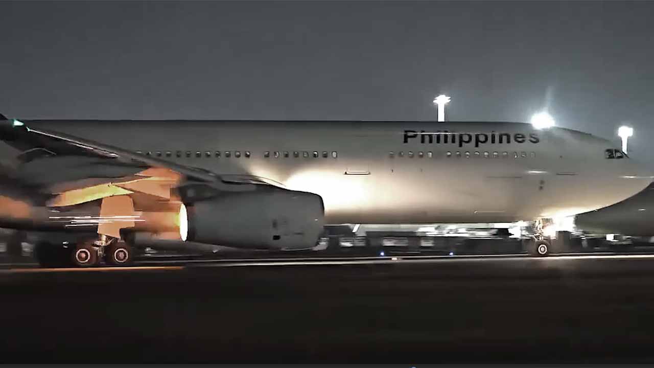 Falha de motor interrompe decolagem de A330 da Philippine Airlines em Manila. Foto: Reprodução Youtube - SEAL Sea Air Land