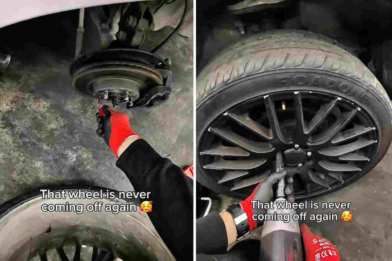 Video: Meccanico si vendica di un cliente tirchio incollando la ruota della sua auto con supercolla