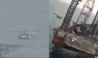 Drone ucraniano derruba helicóptero russo Ka-27 ao tentar pousar em plataforma no Mar Negro