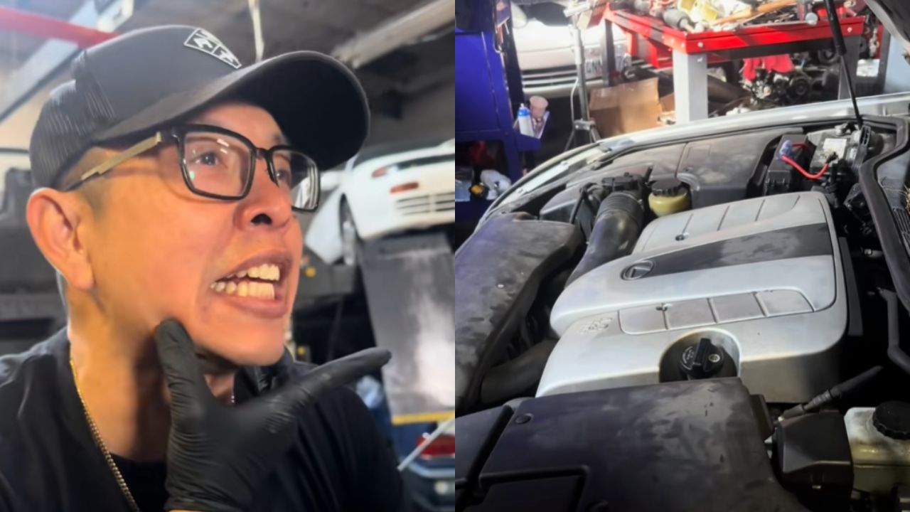 Mechanics try to investigate reverse gear issue in Lexus and video goes viral