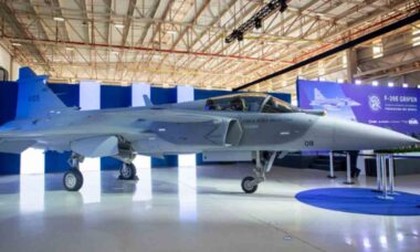 Primeiro F-39 Gripen feito no Brasil. Foto: FAB