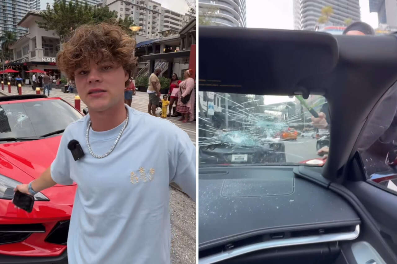Video: Influencer får Corvette skadet av mann med hammer under direktesending