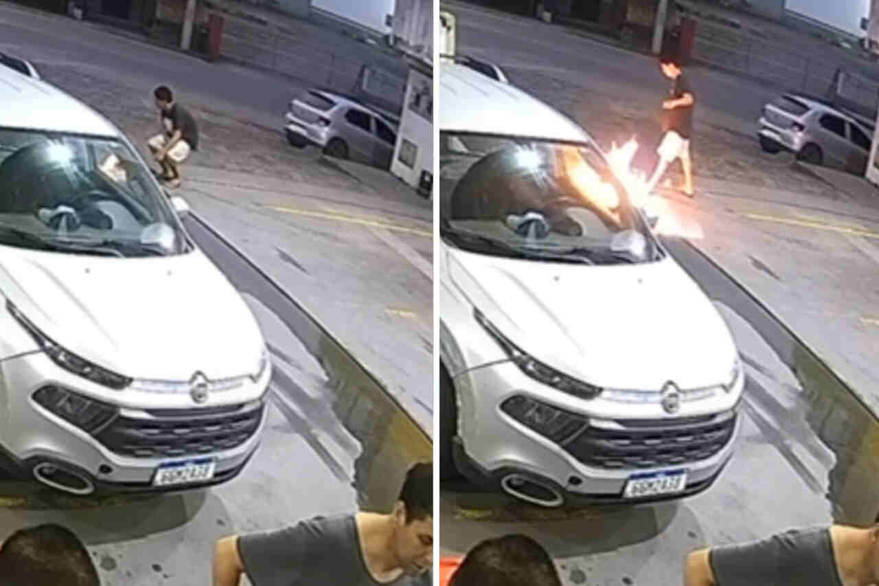 Video: Mann arrestert etter å ha satt fyr på sølt drivstoff på en bensinstasjon i Brasil