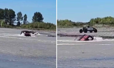 Vídeo: Motorista de Nissan tenta atravessar rio e falha miseravelmente