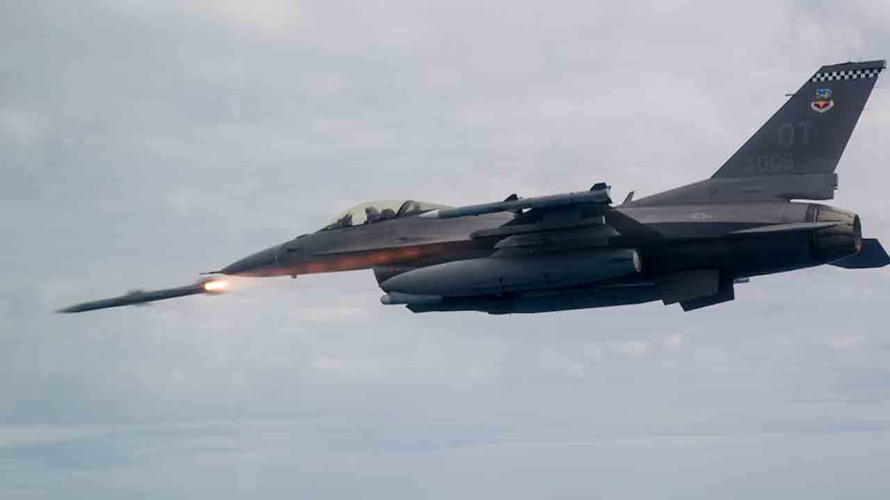 An F-16C Fighting Falcon from the 85th Test and Evaluation Squadron fires an AIM-120 Advanced Medium-Range Air-to-Air Missile (U.S. Air Force photo by Senior Airman Joshua Hoskins)