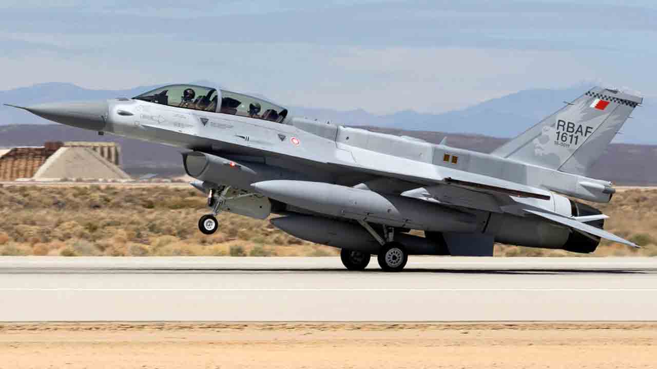 Bahrain Royal Air Force F-16 Block 70 lands at Edwards Air Force Base, California, on March 28. (Photo courtesy of the 412th Test Wing Public Affairs Office, U.S. Air Force)