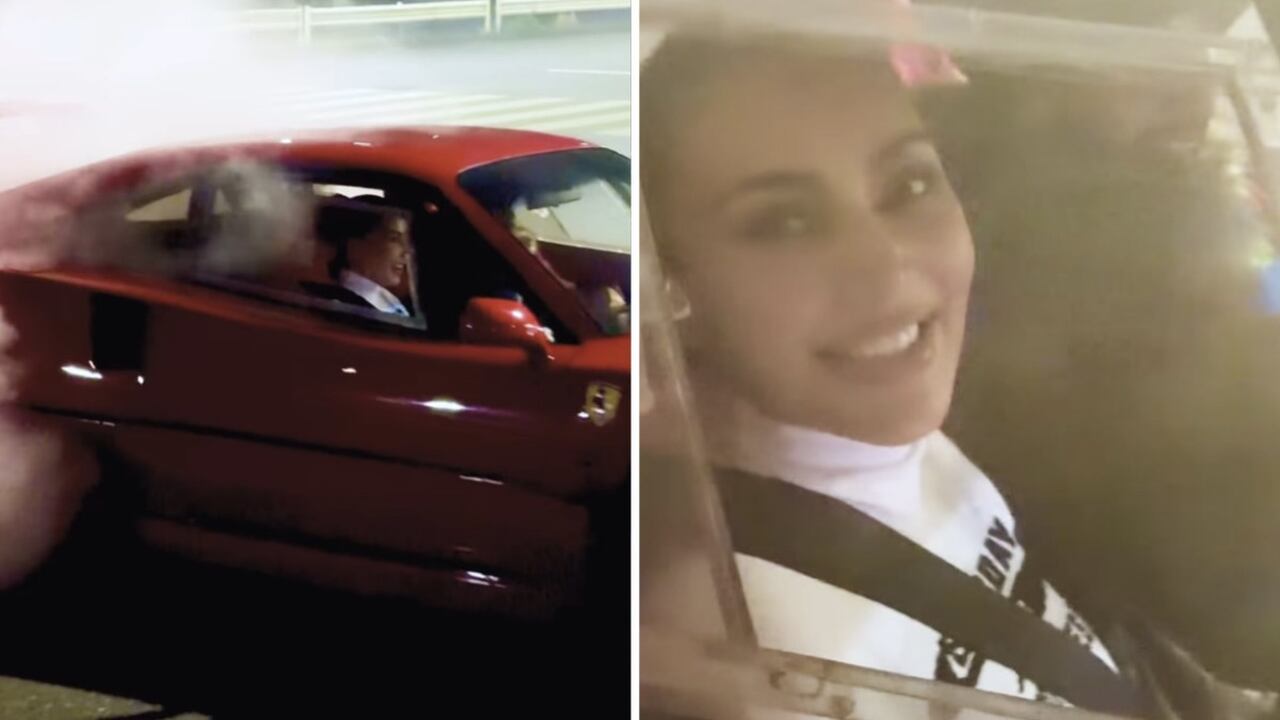 Lewis Hamilton drifter med Ferrari og tar med kjæresten Kim Kardashian på passasjersetet i Tokyo