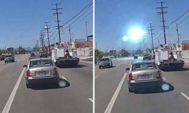 Vídeo assustador mostra avião provocando explosão após atingir fios de energia na Califórnia