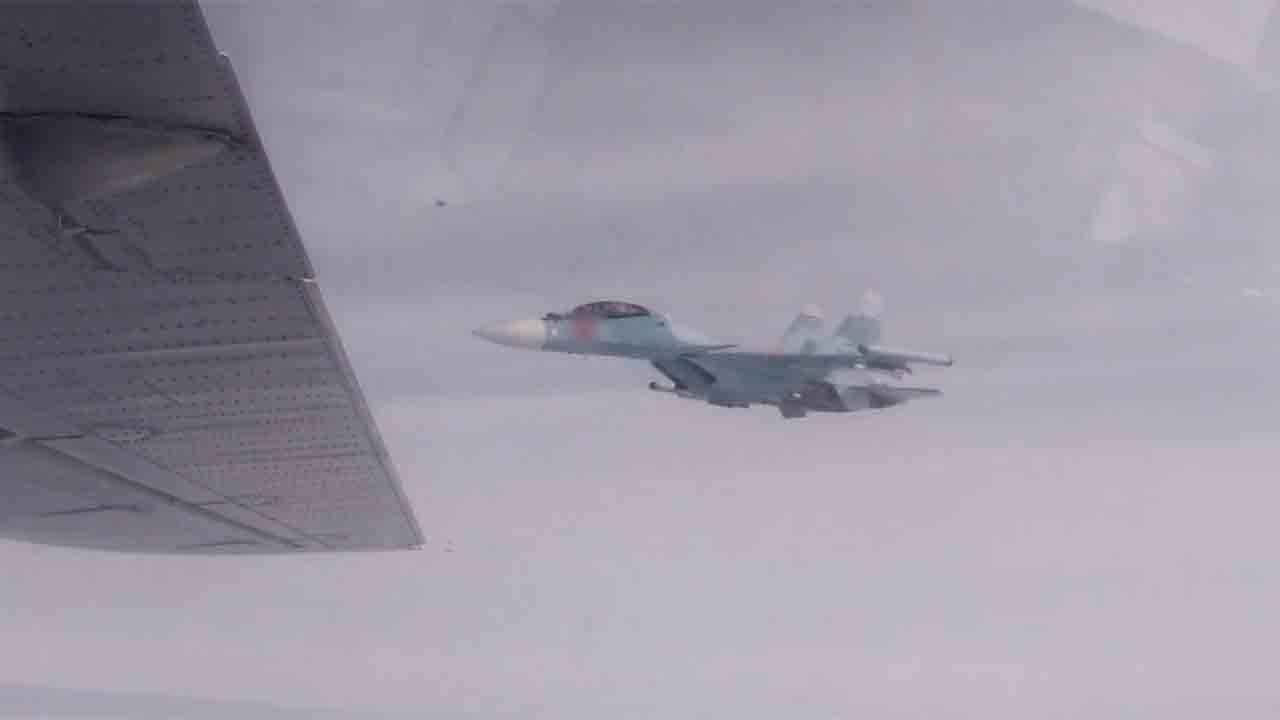 A escolta dos bombardeiros estratégicos foi realizada por caças Su-30SM