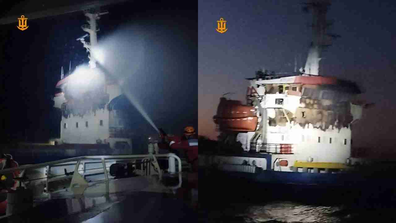 Nave turca colpita da un drone russo dopo aver lasciato il porto di Odesa in Ucraina