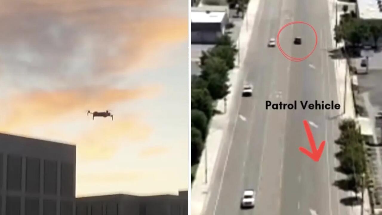 Video viser politiaktion med droner, der ender med anholdelse af tyve i USA