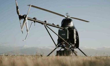 Helicóptero autônomo SA200 . Foto: SYOS Aerospace