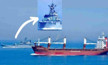 Rússia instala rede antidrones improvisada em navio de guerra no Mar Báltico