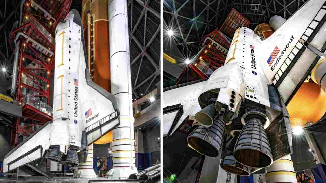 Ônibus espacial Endeavour é exibido em configuração completa de lançamento pela primeira vez