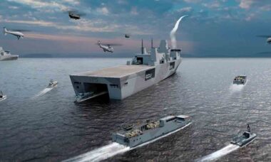 Conceito BMT Ellida Strike busca se alinhar ao requisito da Marinha Real para um Navio de Ataque Multifunção. Foto: BMT