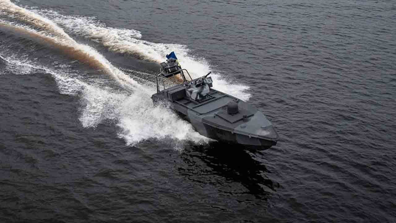 Versioner af den ukrainske maritime drone Sea Baby. Foto: Telegram @SBUkr
