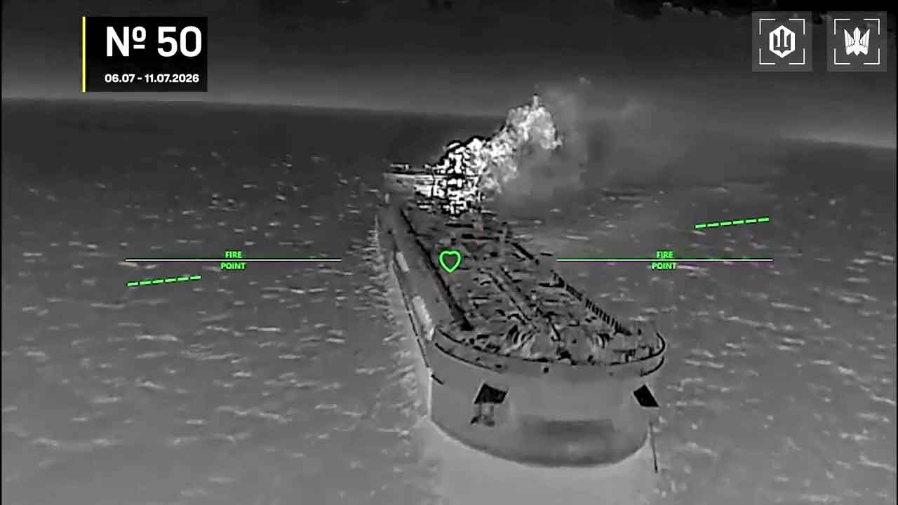 Ucrânia afirma ter atingido 28 embarcações russas em operação com drones no Mar de Azov. Foto: Telegram @robert_magyar