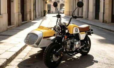 Moto retrô com sidecar chama atenção por visual inspirado nos anos 1950