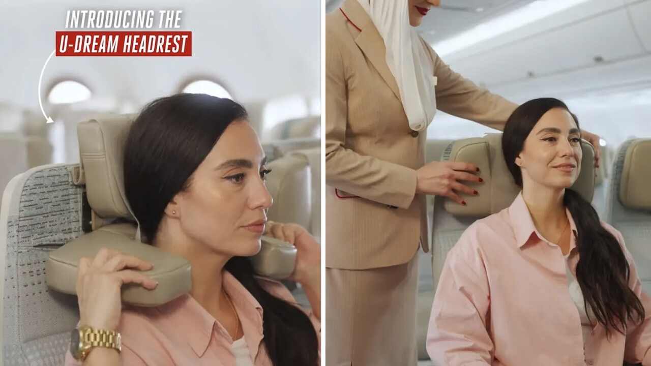 Emirates apresenta novo apoio de cabeça para melhorar o sono na classe econômica