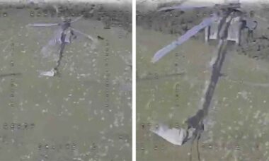 Ucrânia afirma ter derrubado helicóptero russo Mi-28 com drone FPV Shrike 10. Foto: Reprodução Telegram @robert_magyar