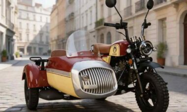 Moto retrô com sidecar chama atenção por visual inspirado nos anos 1950