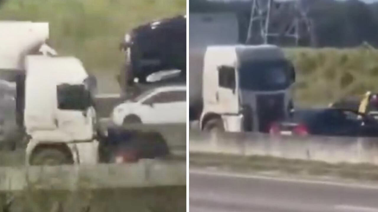 Vídeo impressionante: caminhão arrasta carro dirigido por idosa de 83 anos em estrada no Brasil