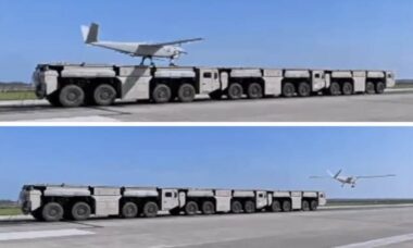 China testa pela primeira vez catapulta eletromagnética móvel para lançamento de drones