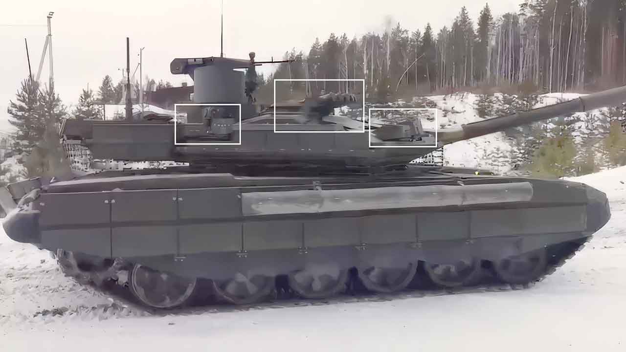 Arena-M uses radars to detect projectiles approaching the vehicle and fires a countermeasure to destroy them before impact