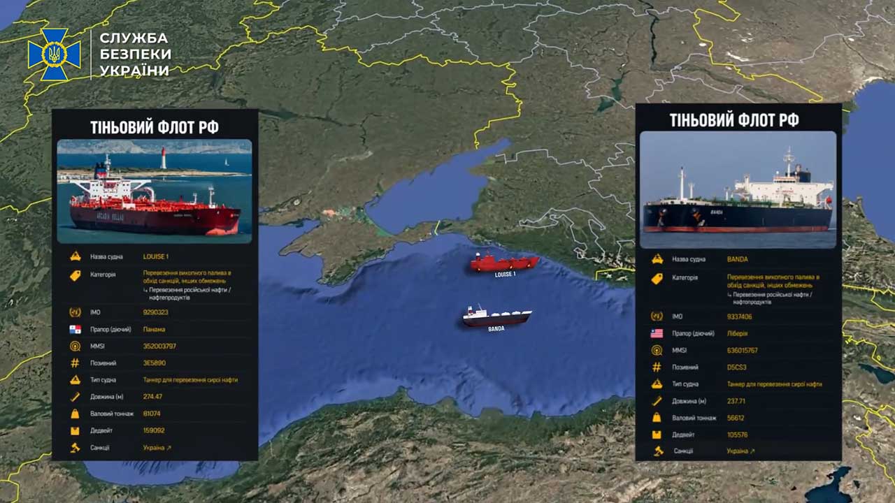 Drones navais da Ucrânia atingem dois petroleiros da frota fantasma russa no Mar Negro (X @ServiceSsu)